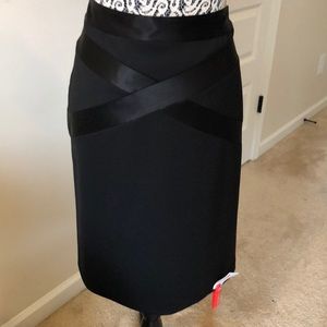 Black Pencil Skirt with Satin Embellishment